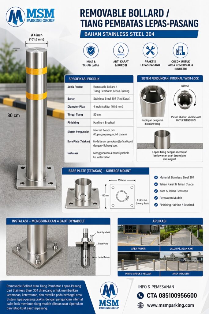 Jual Bollard Taman & Trotoar Twist Lock: Harga Jasa Produksi Murah & Berkualitas