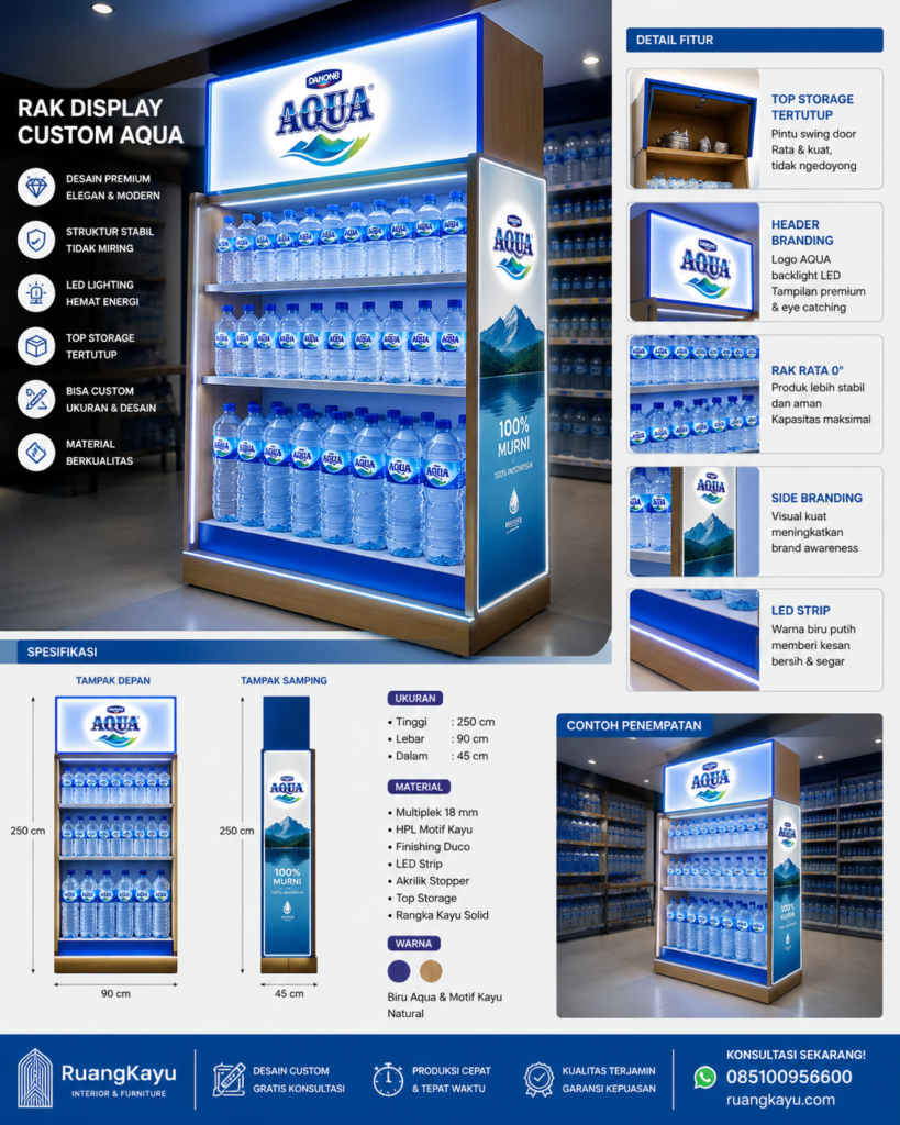 Ruangkayu.com – Solusi jasa pembuatan rak display custom terbaik untuk toko retail dan bisnis modern Anda.